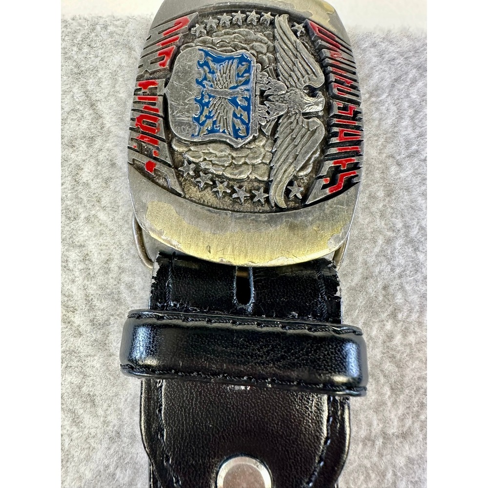 Vtg 1980 US Air Force Belt Buckle Indiana Metal Craft Leather USA Eagle 44 45 - Picture 9 of 13